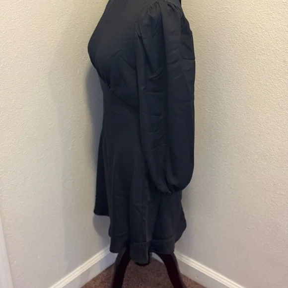 Express Black Fit Flare Puff Sleeve Dress A Line Mini Size S M L NEW $78 - Picture 4 of 16